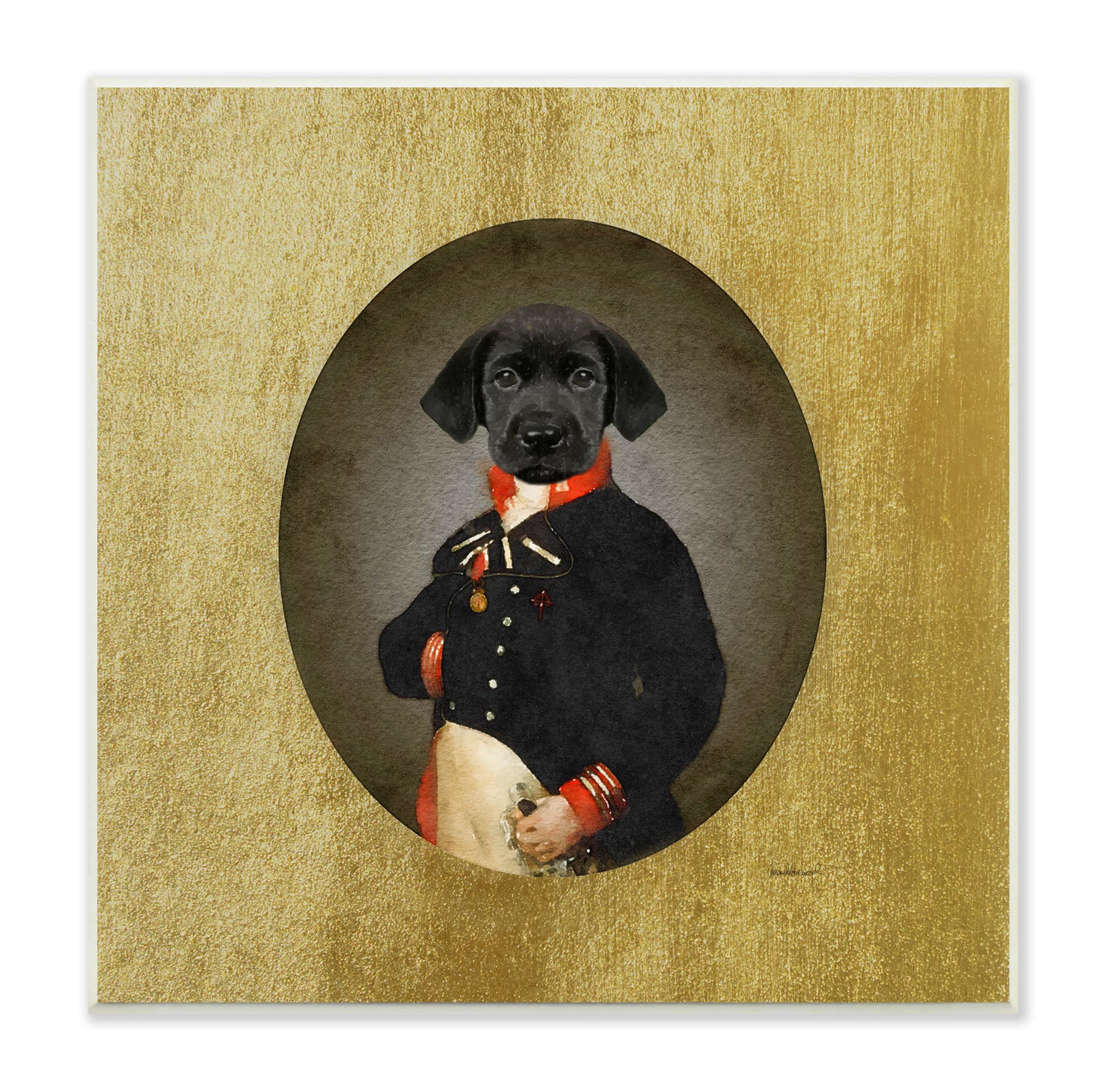Stupell Industries Funny Black Dog Wearing Suit Vintage Admiral Portrait, Design by Amanda Greenwood