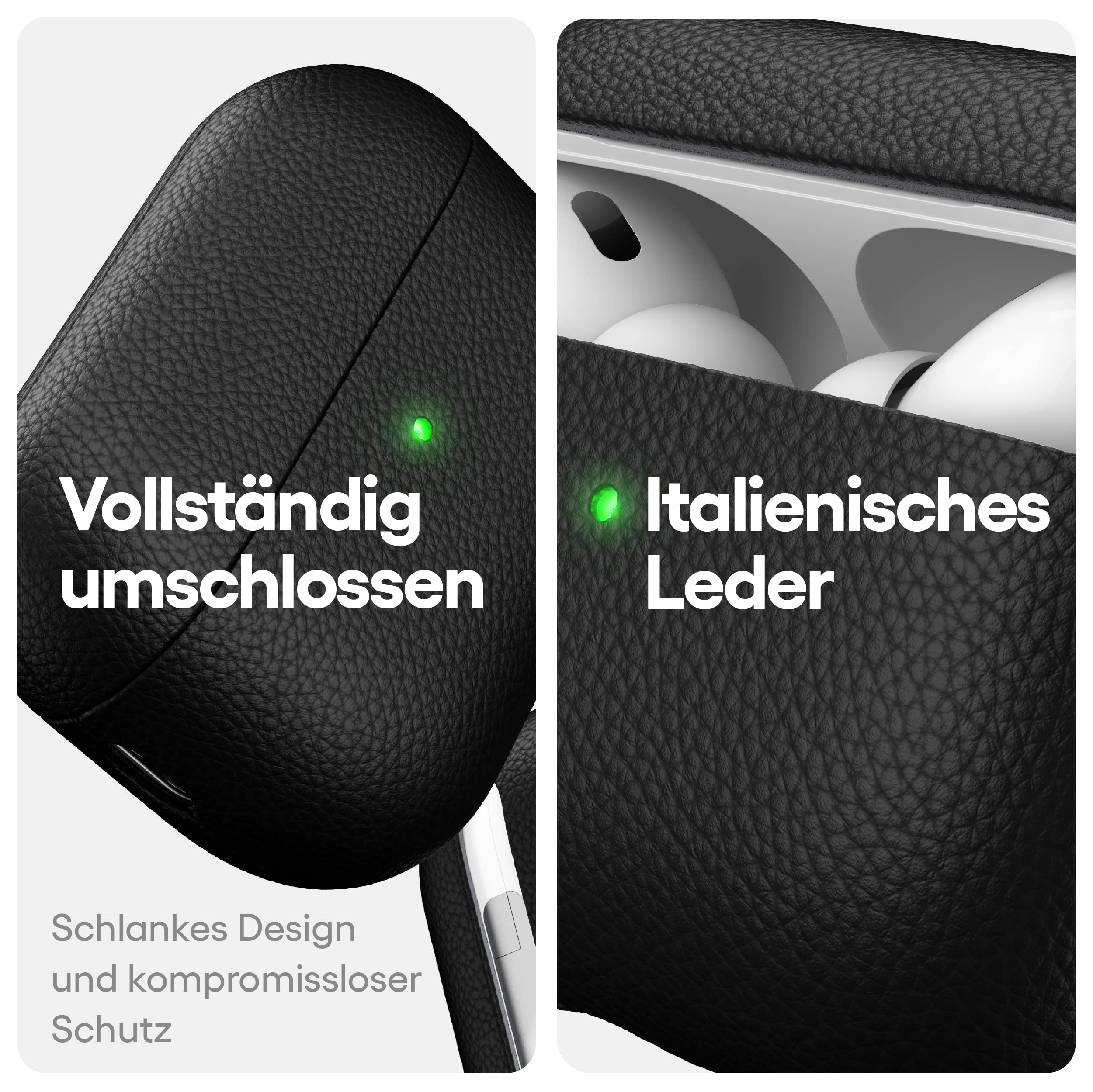 KeyBudz Artisan, skórzane etui ładujące do Apple AirPods Pro 2, czarne