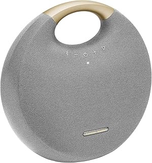 Harman Kardon Onyx Studio 6 Wireless Bluetooth Speaker - IPX7 Waterproof Extra Bass Sound System with Rechargeable Battery and Built-in Microphone - Gray (Renewed)