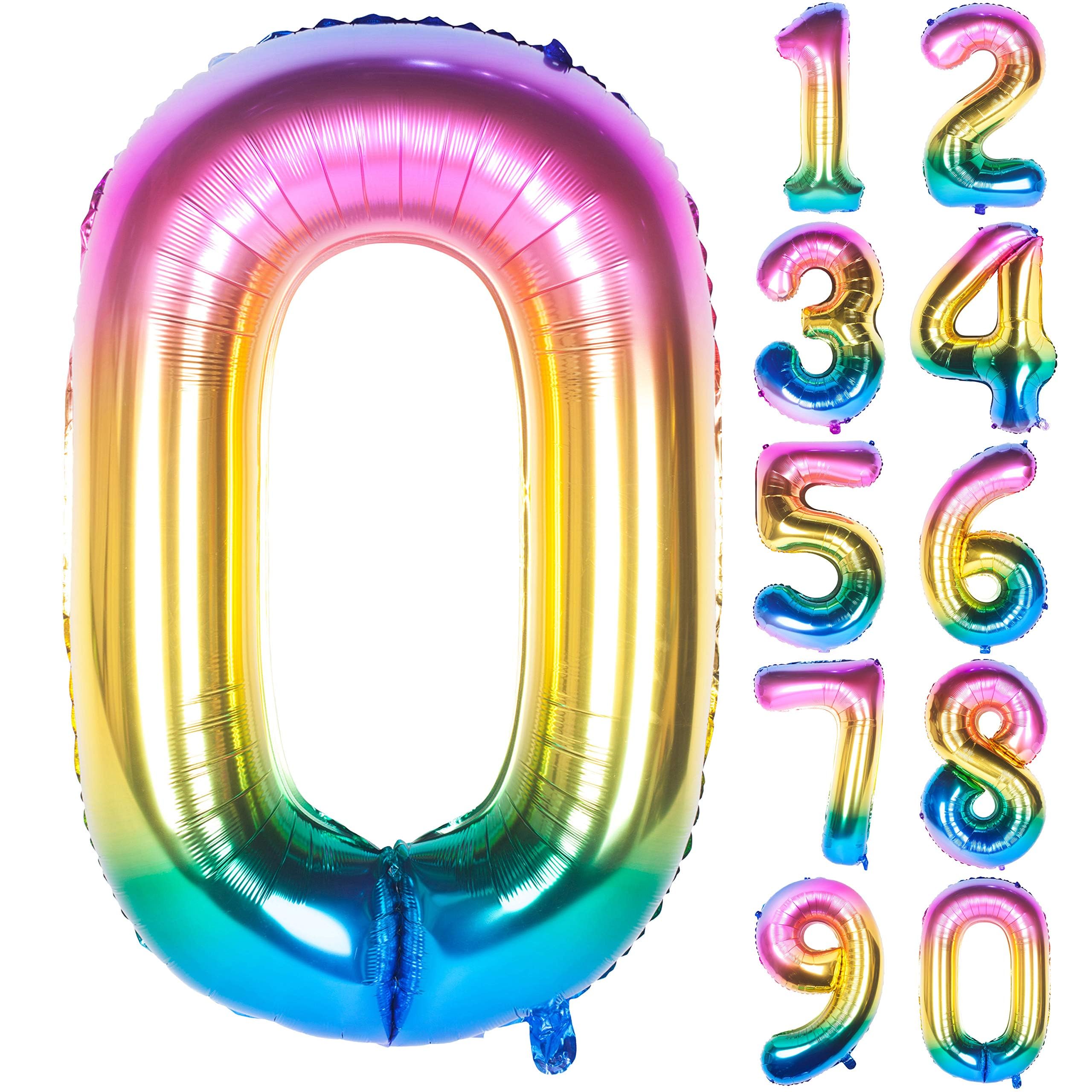 Red 0 balloon 40 Inch Giant Helium Foil Number 0 to 9 Red Balloon Birthday Wedding Party Digital Decorations (Number 0) — view 664