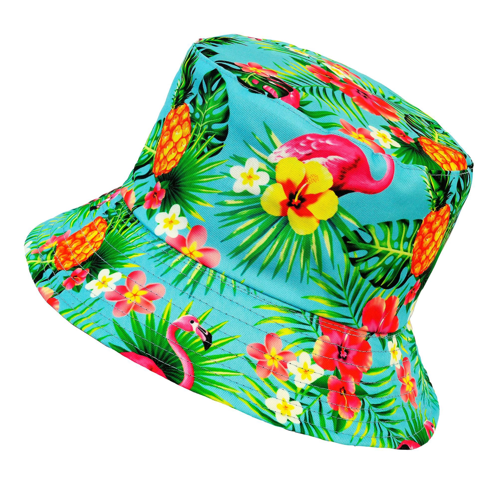 W WIDMANN Milano Party Fashion 28581 Unisex Adult Neon Flamingo Fishing Hat, Neon - Flamingo, 23 cm x 39 cm x 2 cm