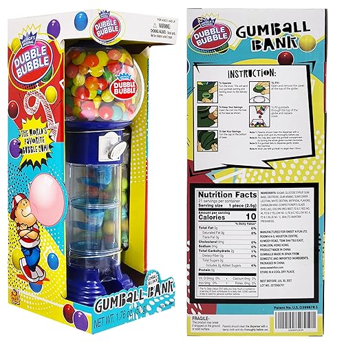 Miniatura 9 de Máquina de Bolas de Chicle para Niños "Fruidles" - Máquina de Chicles Operada por Monedas y Banco de Juguetes - Máquina de Bolas de Chicle Espiral