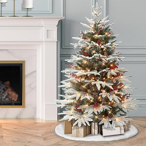 Miniatura 10 de Puleo International Pre-Lit - Árbol de Navidad artificial de abeto Halifax flocado de 7.5 pies con 700 luces, verde