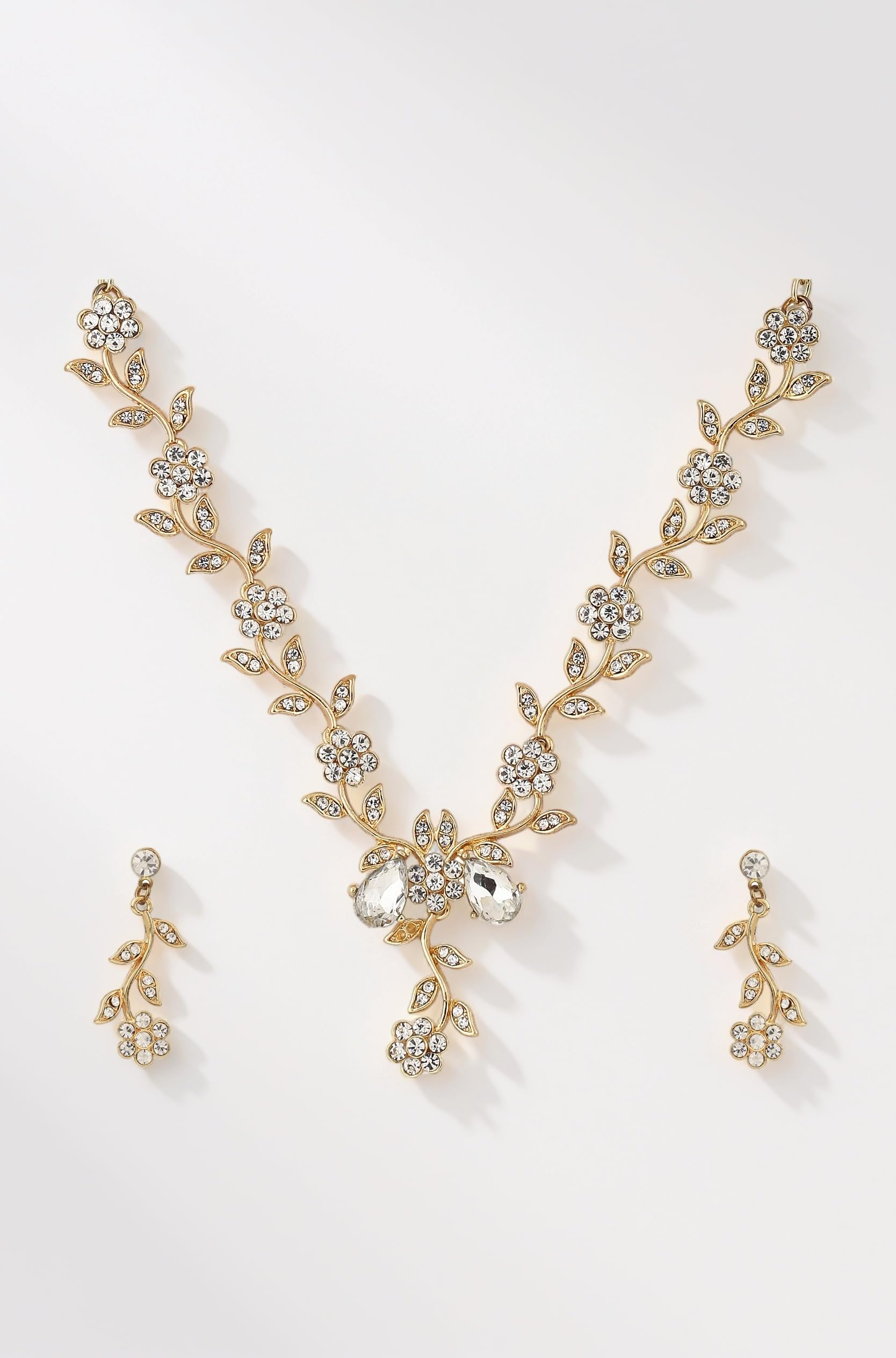 Latest Stylish Design Fancy 18k Traditional Necklace Jewellery Set for Women (12054s) (Gold)