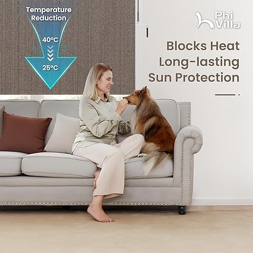 Miniatura 2 de PHI VILLA - Persianas enrollables para patio y exteriores, tubo de aluminio, 4 pies de ancho x 6 pies de alto, color trigo