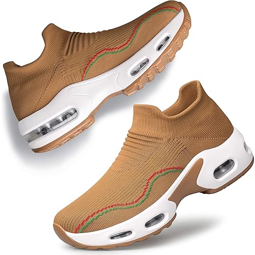 DOUSSPRT Womens Walking Shoes Slip on Sock Sneakers Lady Girls Nurse Mesh Air Cushion Platform Loafers Fashion Casual