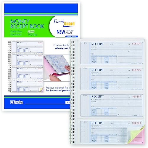 Miniatura 4 de Rediform Formguard - Libro de recibos de dinero, 2.75 x 7 pulgadas, 4 x 100 recibos (8L808R)