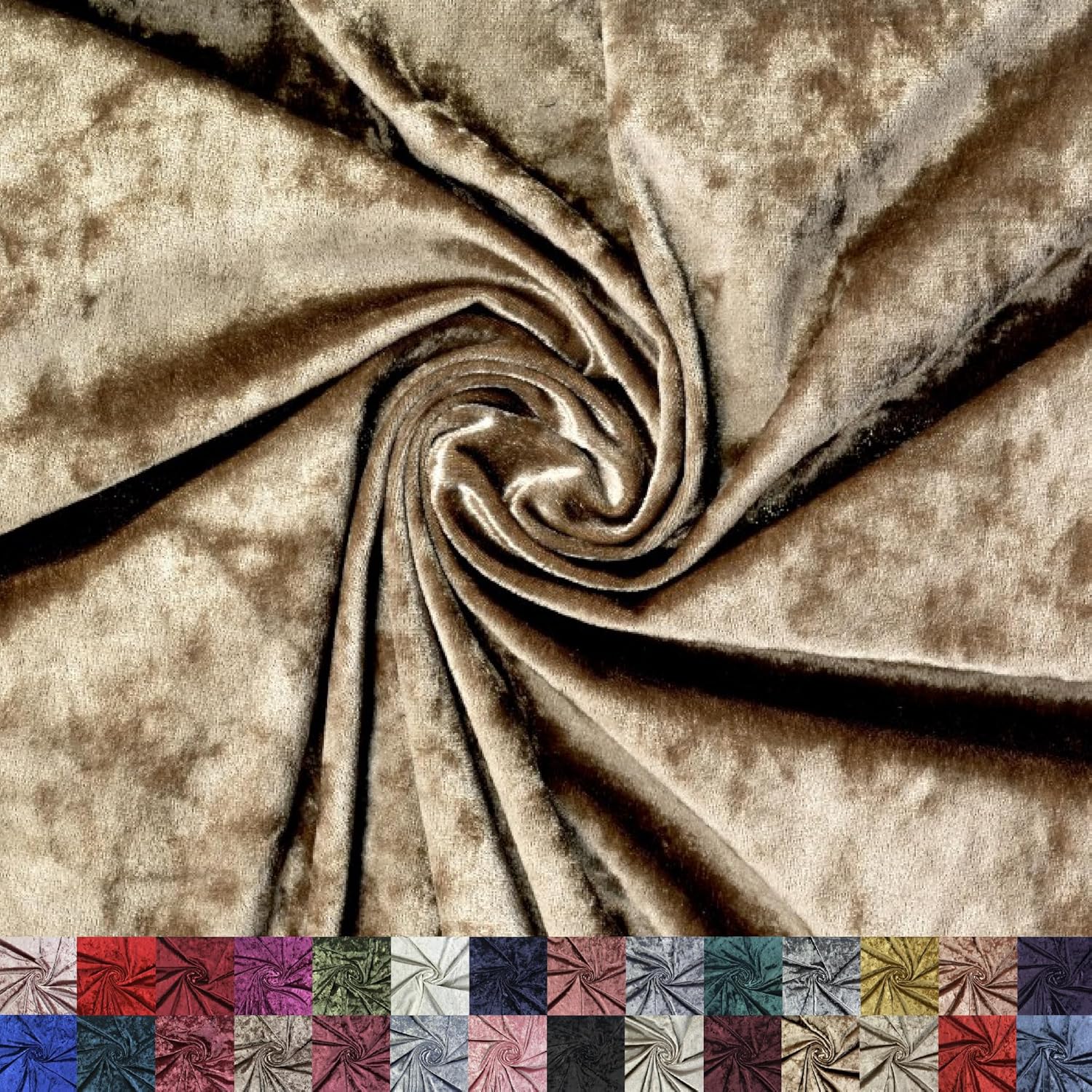 Panne Crushed Velvet Fabric by the Yard - 58/60" Wide Velvet Velour Cloth - Luxurious Fabric for Sewing Dresses, Upholstery & DIY Crafts - 97% Polyester 3% Spandex - Toast - 2 Yards