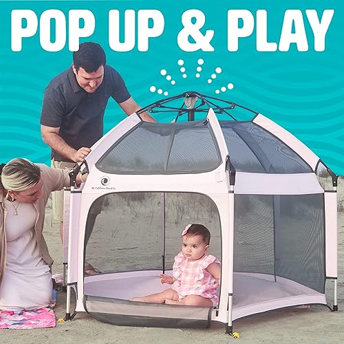 Miniatura 2 de POP 'N GO PLAYPEN Corralito premium para bebés al aire libre que incluye tapete de juego autoinflable (rosa suave)