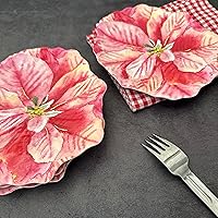 Vista 6 de UP UPware Poinsettias - Platos de postre de melamina, platos pequeños en forma de flores, para aperitivos, aperitivos y guarniciones, rosa, 7.5 x 7