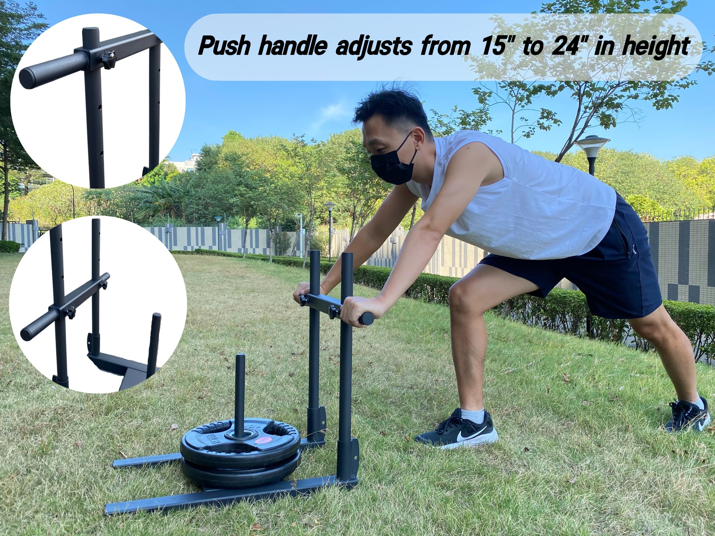 VEVOR Weight Power Pull Push Sled Workout Fitness Strength Speed Training Sled Black - View #6