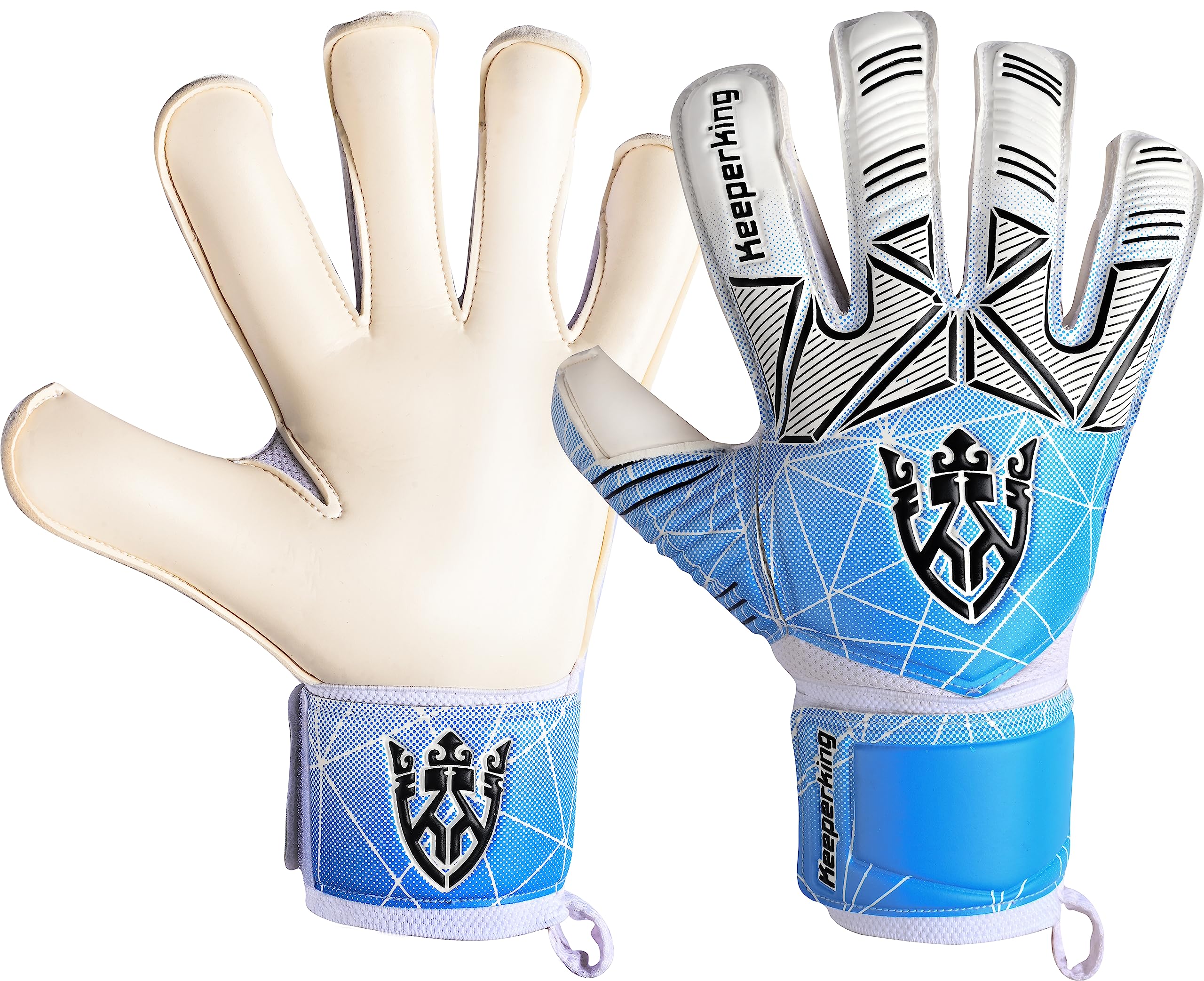 Keeperking - Guanti da portiere per adulti, bambini e adolescenti, con e senza protezione per le dita rimovibile, da 4 mm, unisex,