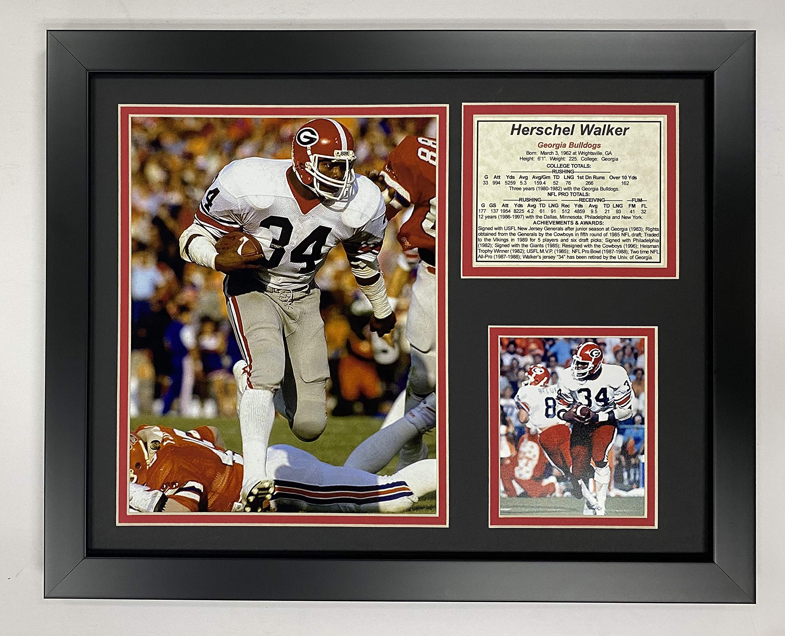 Legends Never Die"Herschel Walker Bulldogs" Framed Photo Collage, 11 x 14-Inch