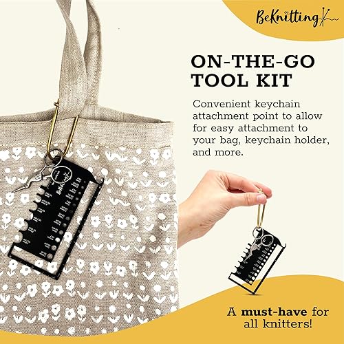Miniatura 4 de BeKnitting Herramienta calibradora de agujas de tejer para agujas de tejer y ganchillos, regla de hilo y muestras - Sitch Saver