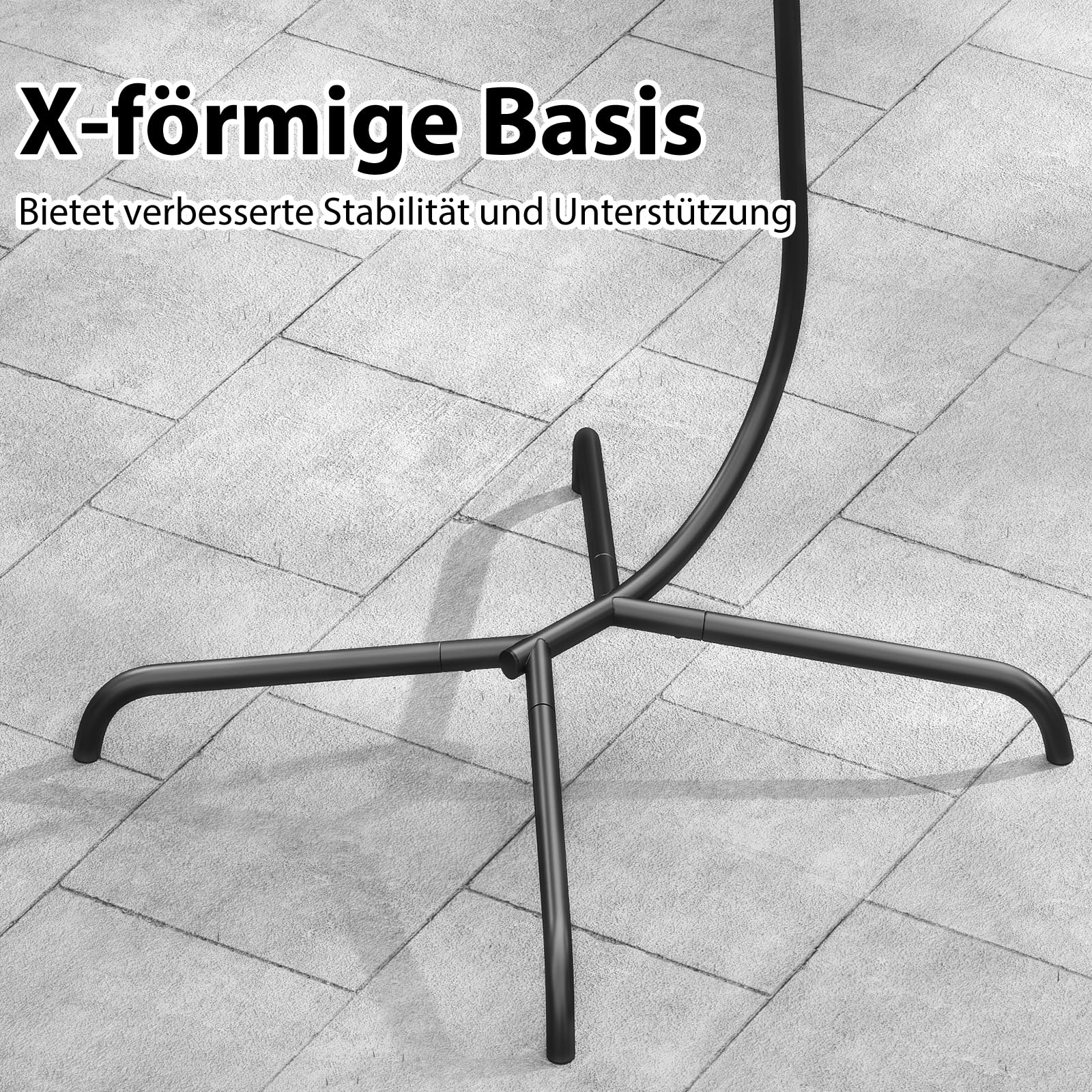 COSTWAY Hängesesselgestell, Hängesessel Gestell mit Haken, Hängestuhlgestell Metall bis 180 kg belastbar, Gestell für Hängesessel/Hängestuhl, Hängesitzständer für Balkon, Garten