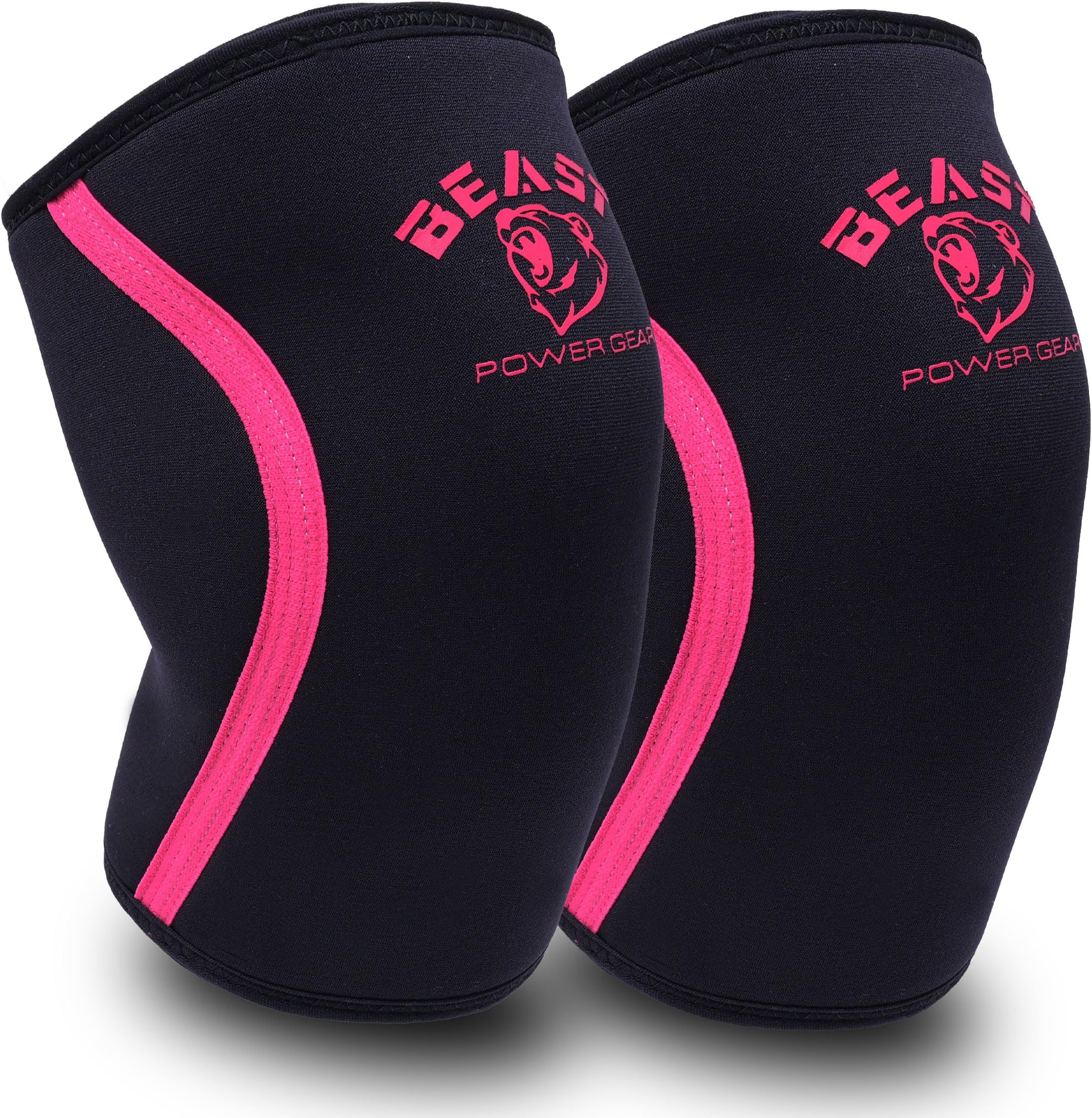 Neoprene Compression Knee Sleeves 7MM Support for Squats, Gym CrossFit Training, Powerlifting, Weightlifting, Wrestling for Men & Women (Black/Pink, X-Small)