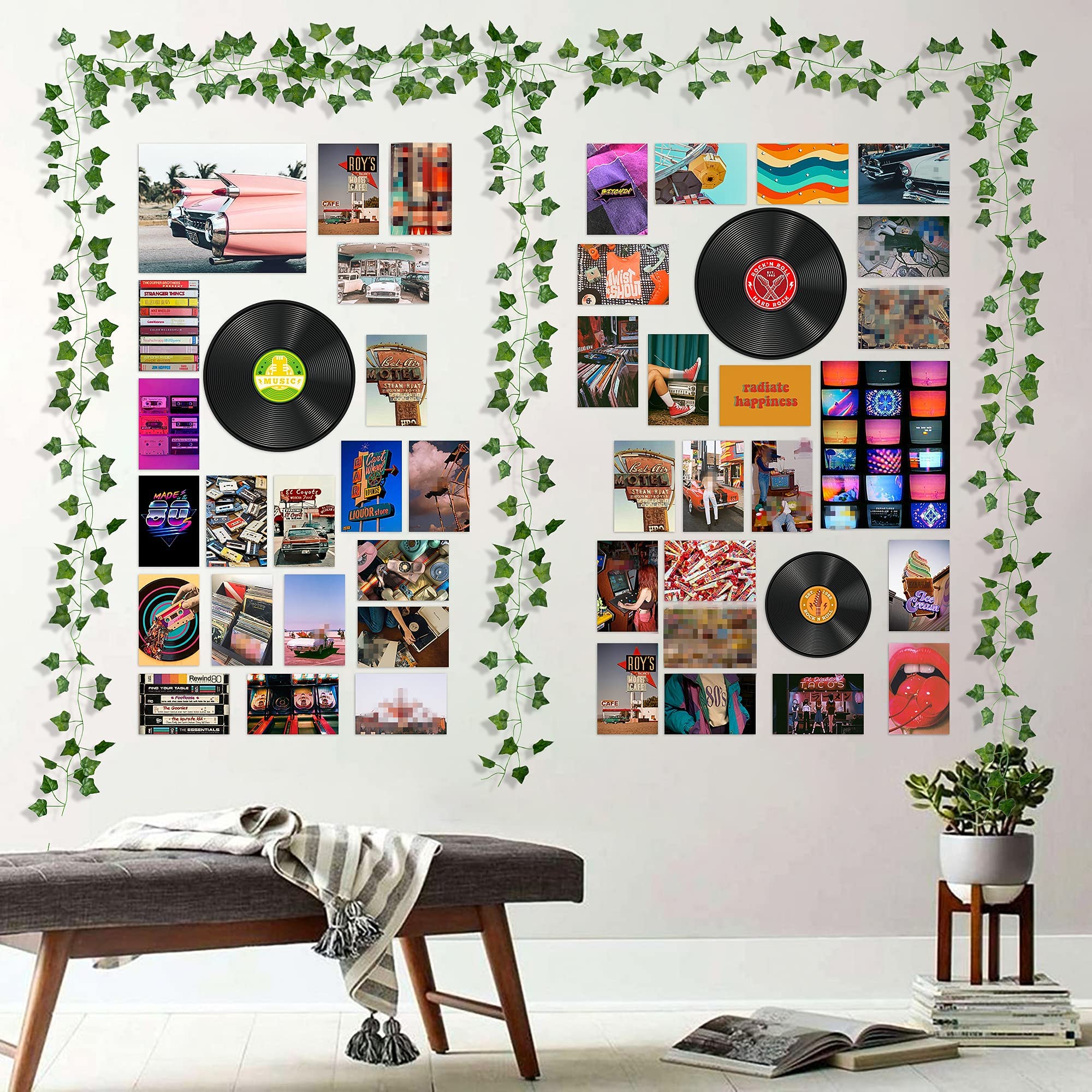 K1tpde 48PCS Retro Room Decor Wall Collage Aesthetic with Fake Vines