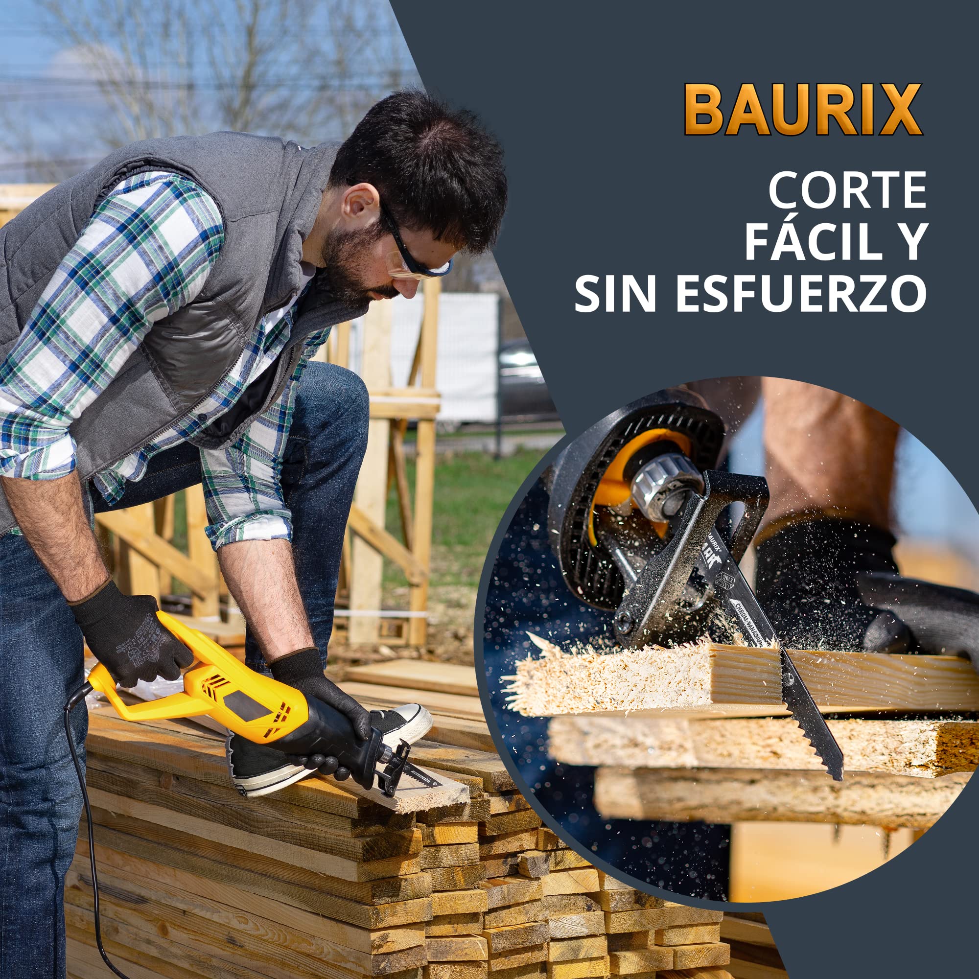 BAURIX 35 hojas de sierra sable juego profesional todo en uno para madera gruesa y cortes de precisión en madera y metal 3 a 24 TPI apto para Bosch, Makita, etc.