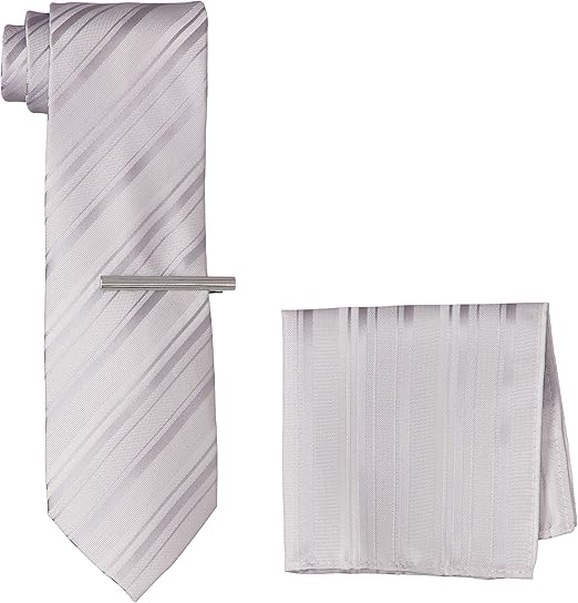 Amazon Co Jp ドレスコード101 ネクタイ ネクタイピン ポケットチーフ 3点セット 飛び出すボックス付 結 Tie メンズ ストライプ シルバー 日本 ネクタイ幅8cm Free サイズ ジュエリー