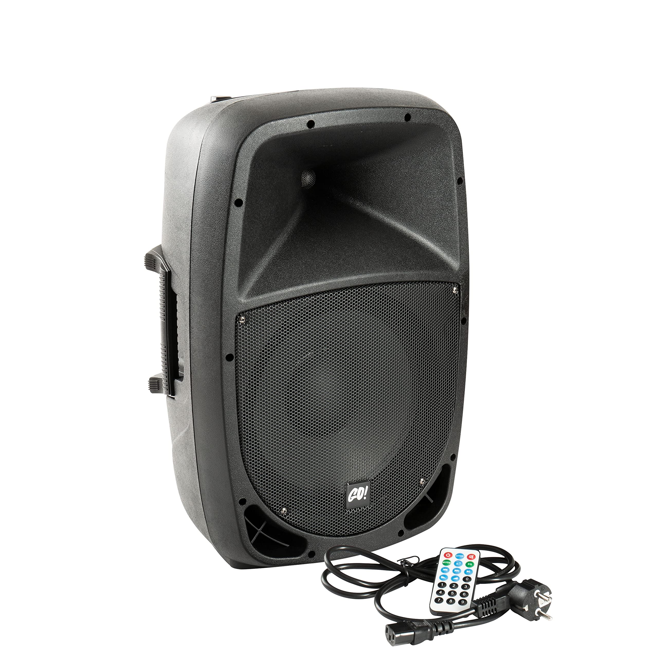 MUSIC STORE GO! 12A MKII Aktiver 2-Wege 12 Zoll Lautsprecher - 600W Peak Leistung, Integrierter Media Player, Bluetooth, USB & SD-Karten Slots, 3-Kanal Mixer, 2 XLR/Klinke Mikrofoneingänge, Stereo