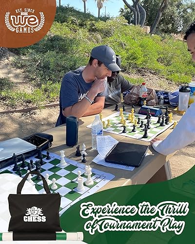 Miniatura 2 de WE Games - Juego de ajedrez, piezas de ajedrez rellenas y tabla de ajedrez de vinilo enrollable, color verde