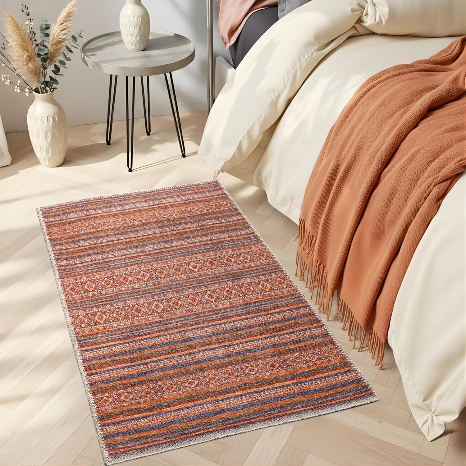 Sacred Artisans Washable 2x3 Rug Non Slip for Entryway Kitchen Bathroom and Door Mat Indoor Entrance | Vintage Boho Ultra Durable and Low Pile (Kilim, 2' x 3')