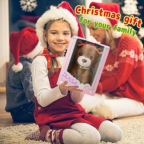 Miniatura 7 de IKASA Juguetes de peluche de renos de Navidad, 11.5 pulgadas, lindo peluche de reno suave, caja de regalo festiva, regalos de Navidad para niños
