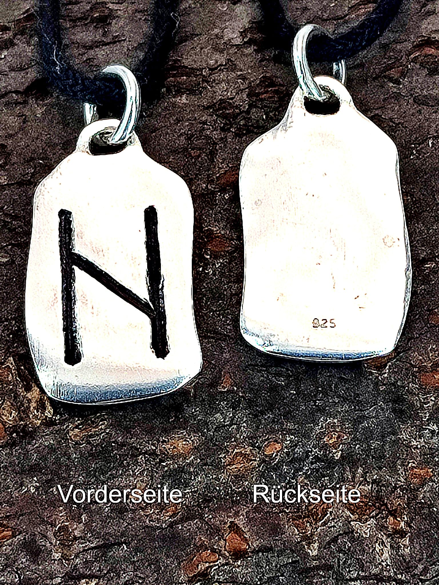 Kiss of Leather Runen Anhänger Hagalaz aus 925 Sterling Silber mit Baumwollband SI. 308