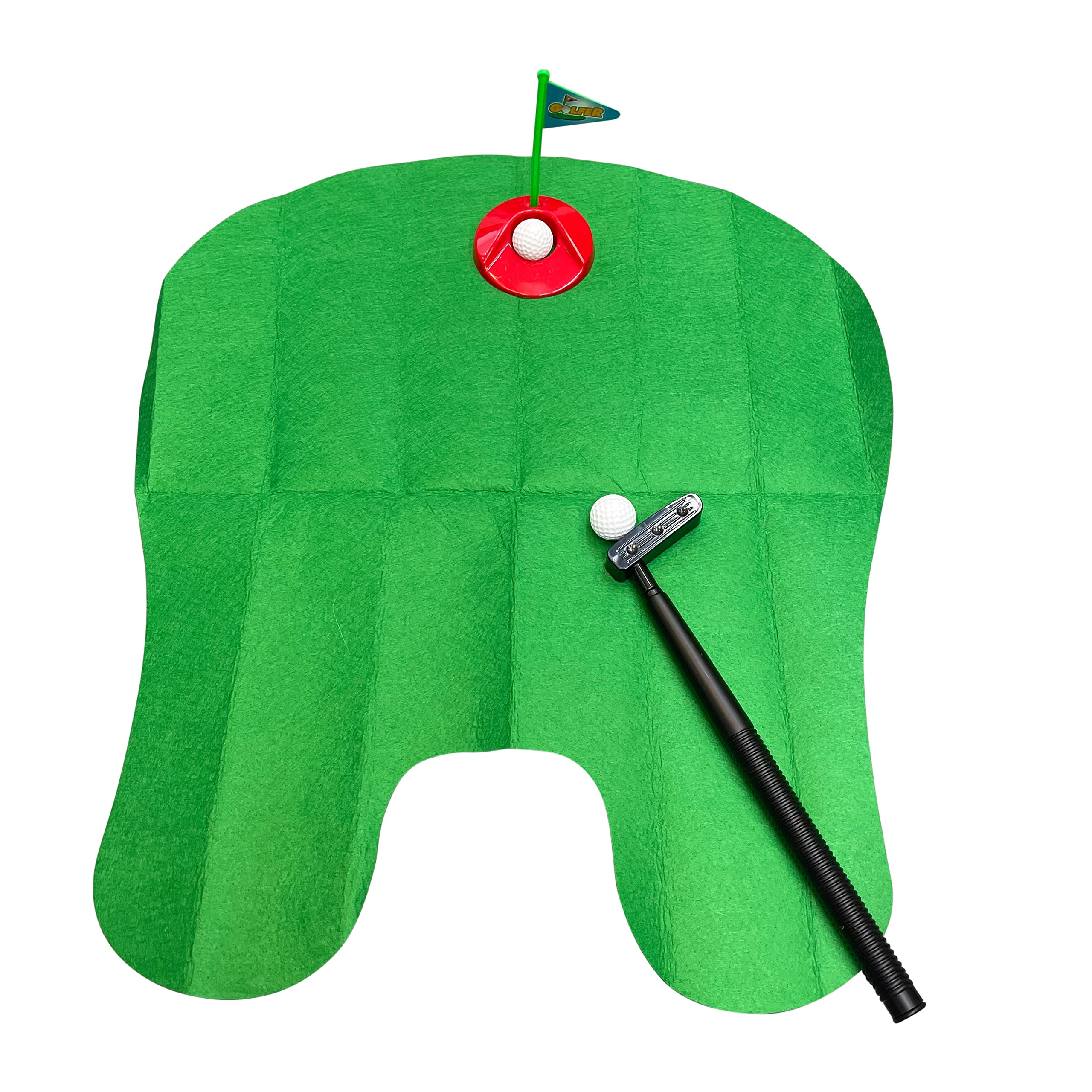 Toilet Time Potty Putter Set - Divertente mini gioco da golf per il bagno, divertente regalo per uomini, amanti del golf e feste in ufficio, gioco da bagno con mazza, palle, tappetino verde e bandiera