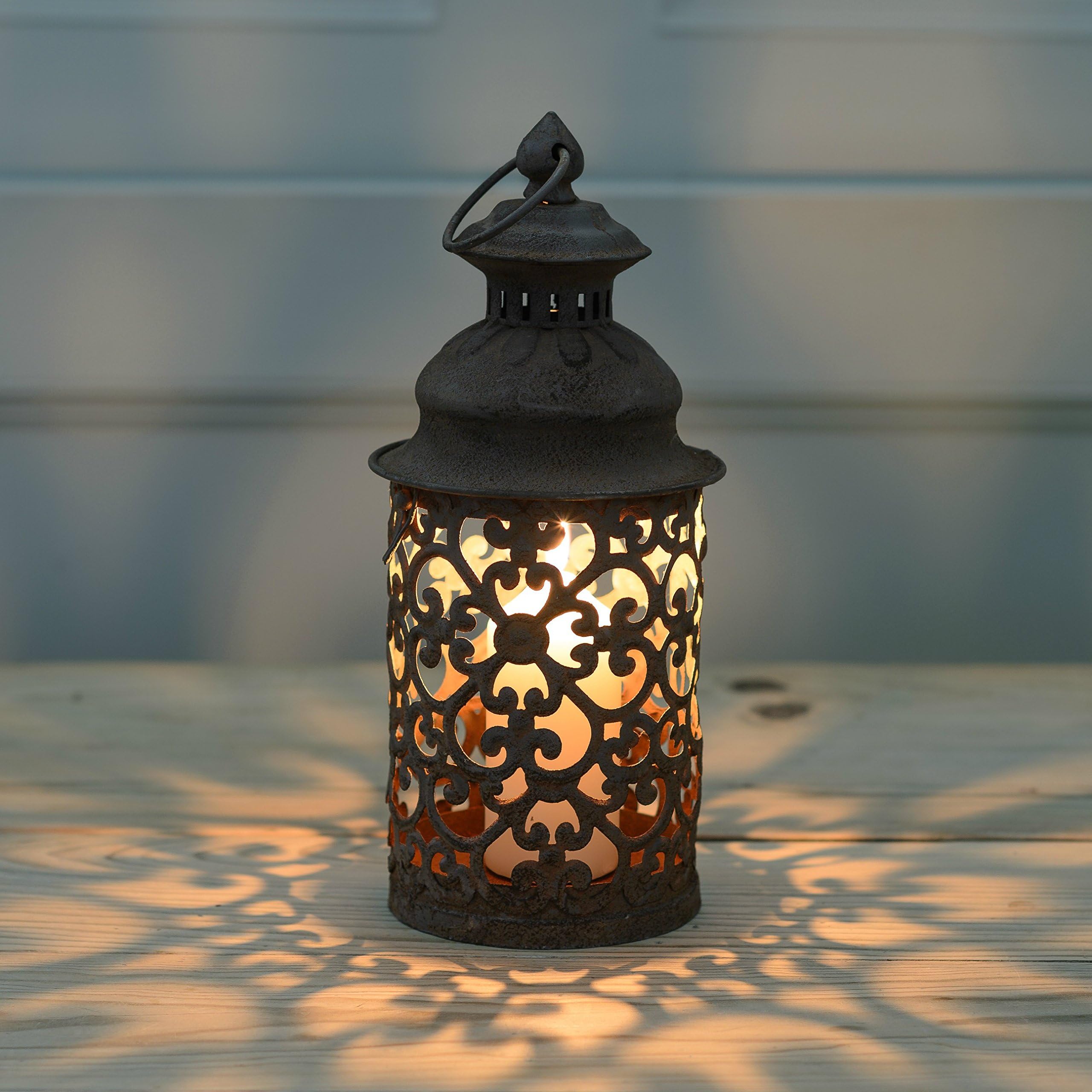 Rusty Floral Moroccan Style Candle Lantern for Home and Garden