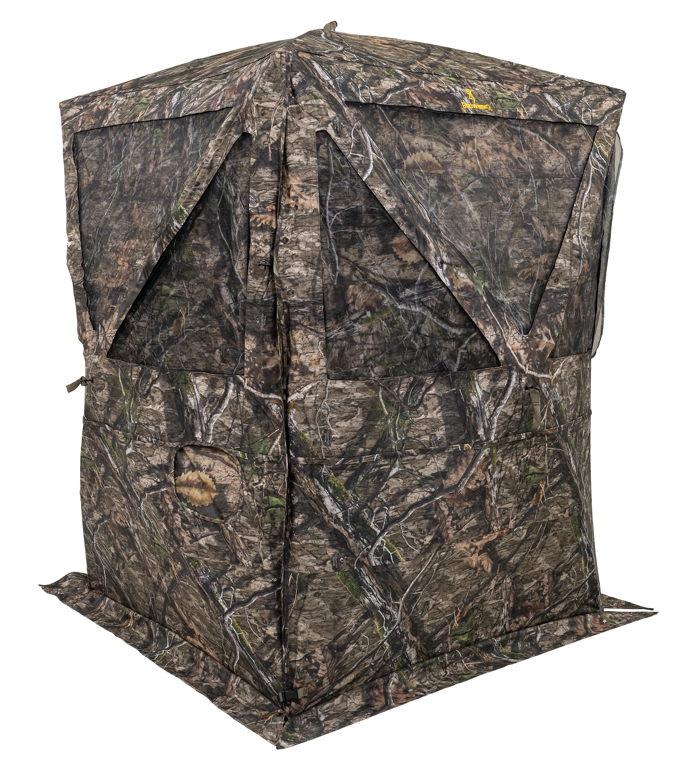 Browning Envy Tall Tent Hunting Blind Featuring 180 Degree Windows with Shoot Through Mesh and Silent Open, Silent Magnetic Door System, and Brush Loops, Mossy Oak Country DNA