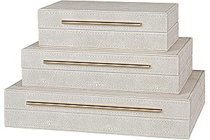 Elegant Ivory Shagreen Decorative Boxes - Sophisticated Home Decor