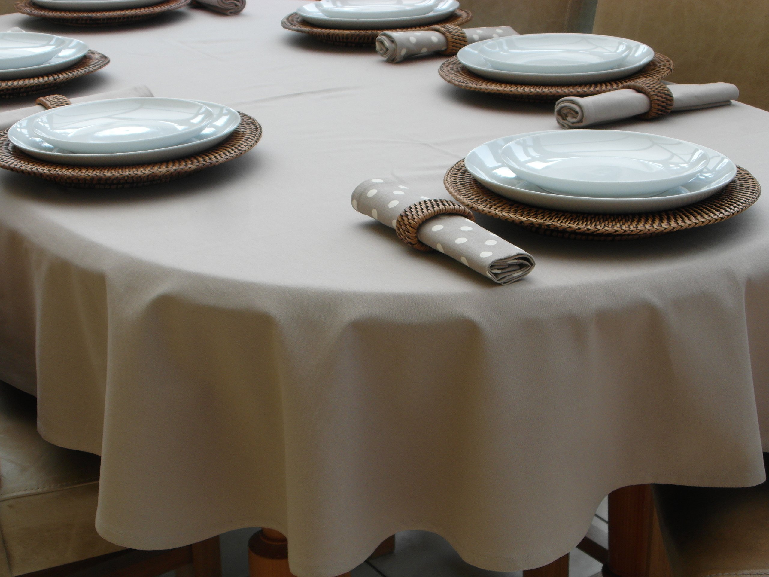 The Tablecloth Company Beige/Taupe 55X98" Taupe/ Oval Cotton Tablecloth (8 Seater)