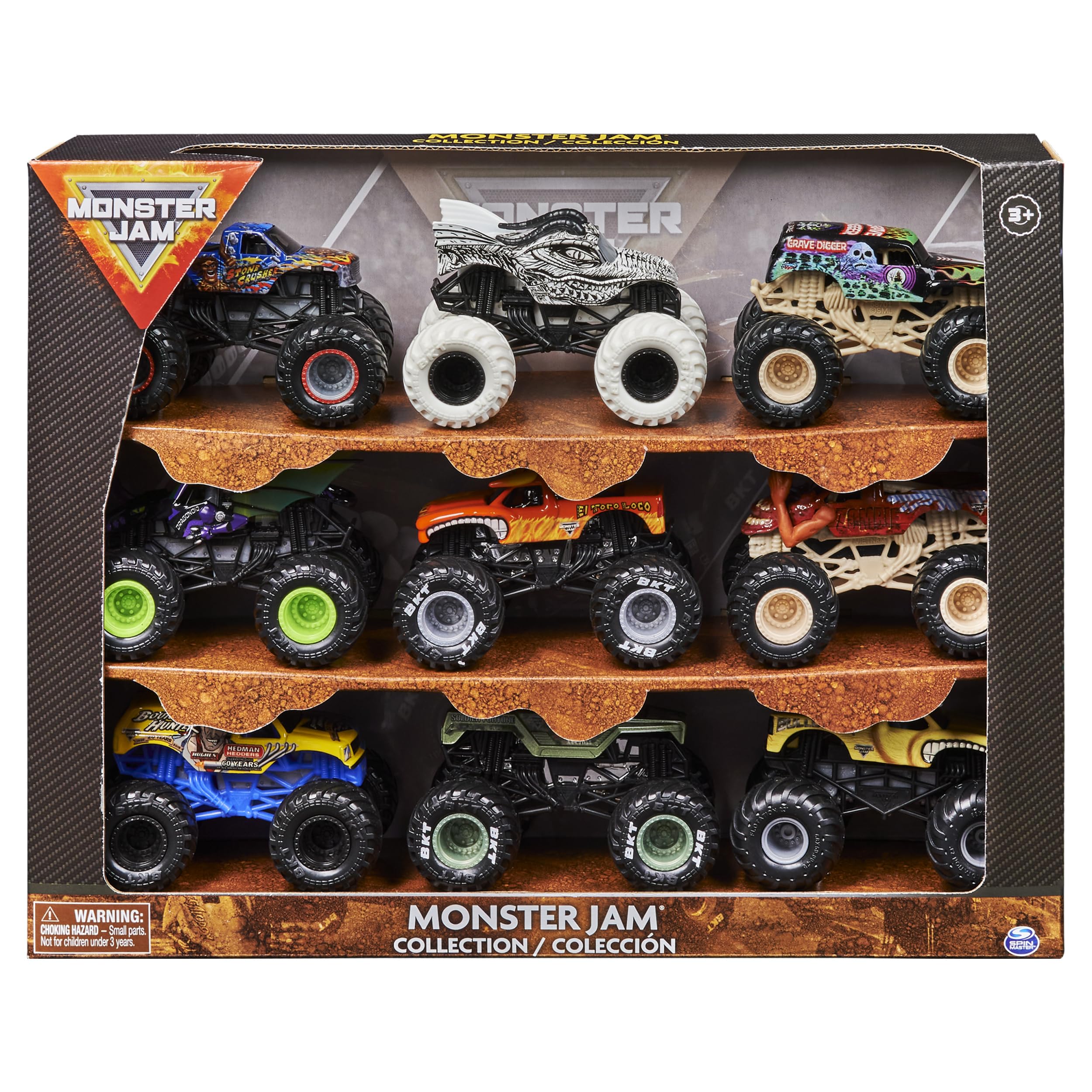 Monster Jam, Official Pack of 9 Monster Trucks 1:64 Scale Toy for Ages 3+