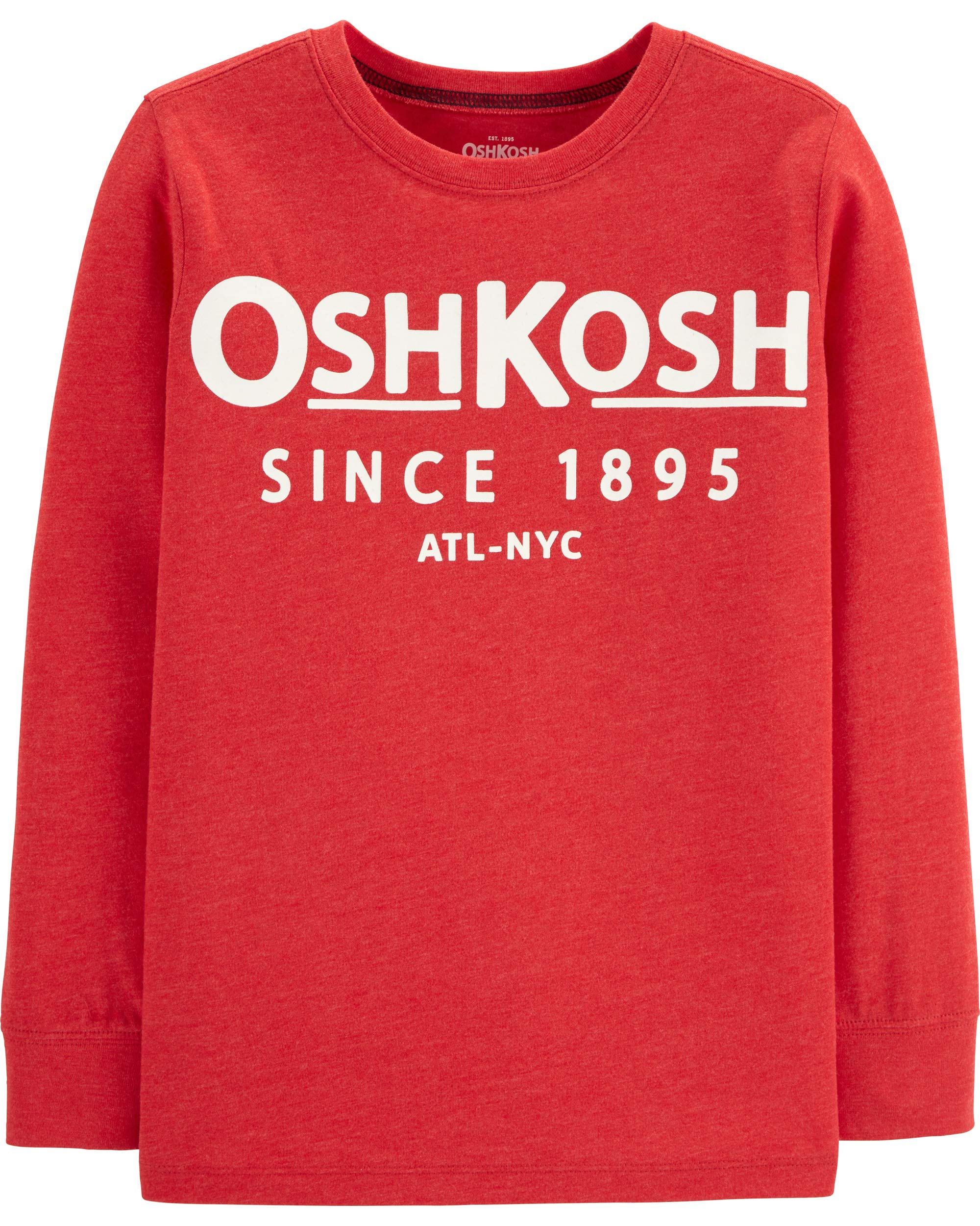 OSHKOSH B'GOSH Boys' Long Sleeve Logo Tee T-Shirt, Red Alert, 3 Years