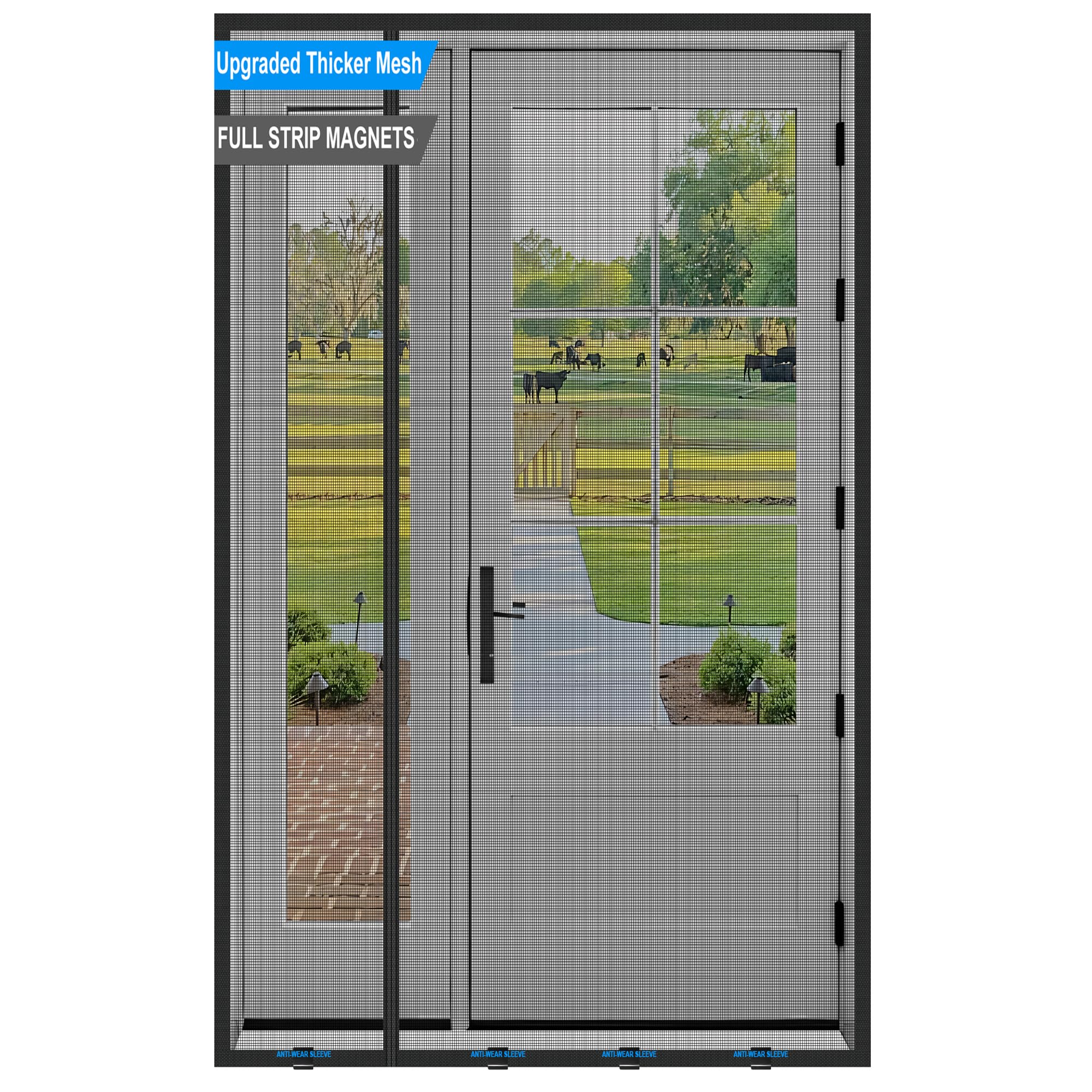 Magnetic Screen Door 32x 80 in, Thicker 265g/㎡ Mesh, Reversible Left Right Side Opening Wide Magnetic Screen Door, Upgraded-Model Full Strip Magnets