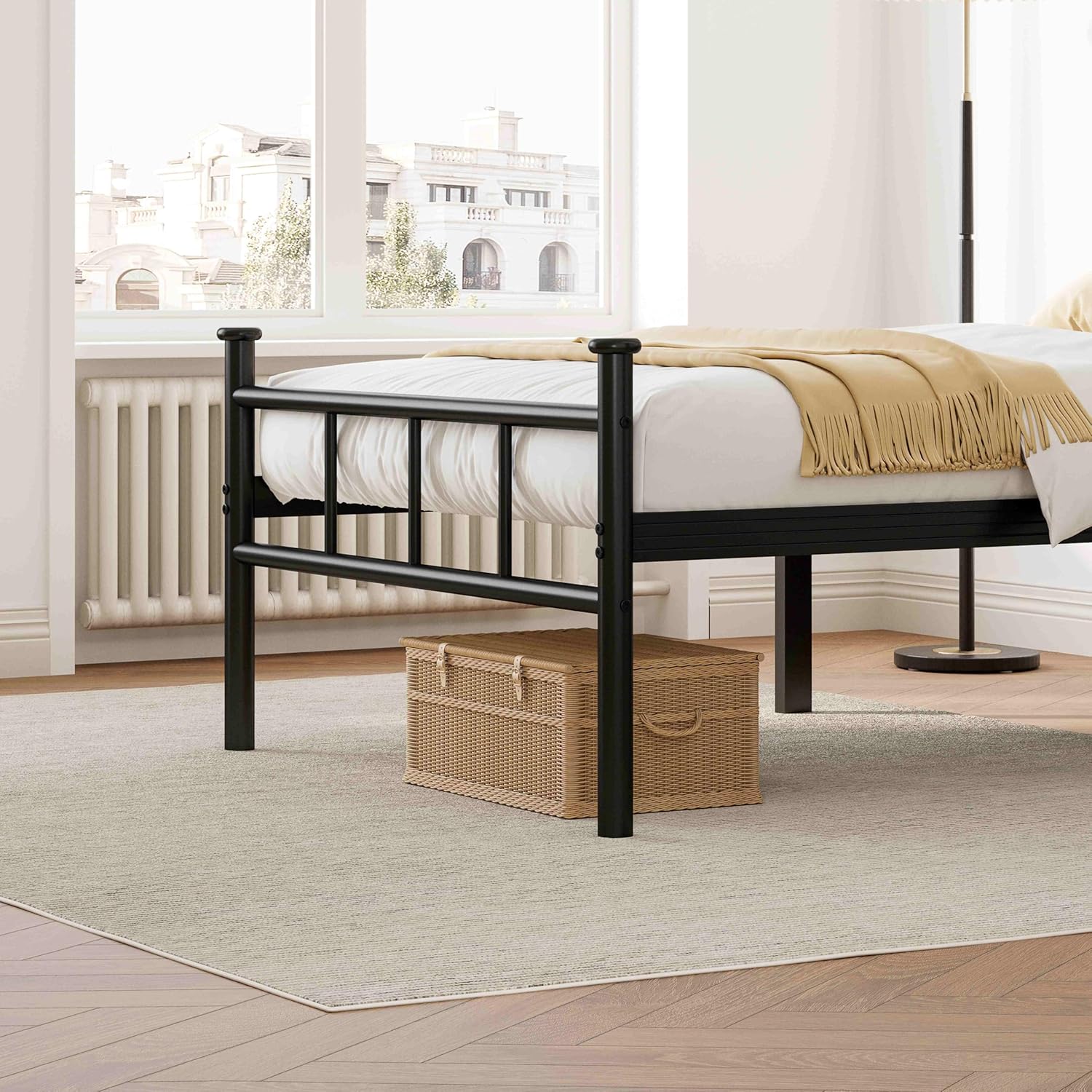 ZIYOO 18 Inch Metal Platform Bed Frame with Headboard/Footboard, Strong Metal Slats Support, Large Storage Space, No Box Spring Needed, Noise Free, Twin Size - Image 4