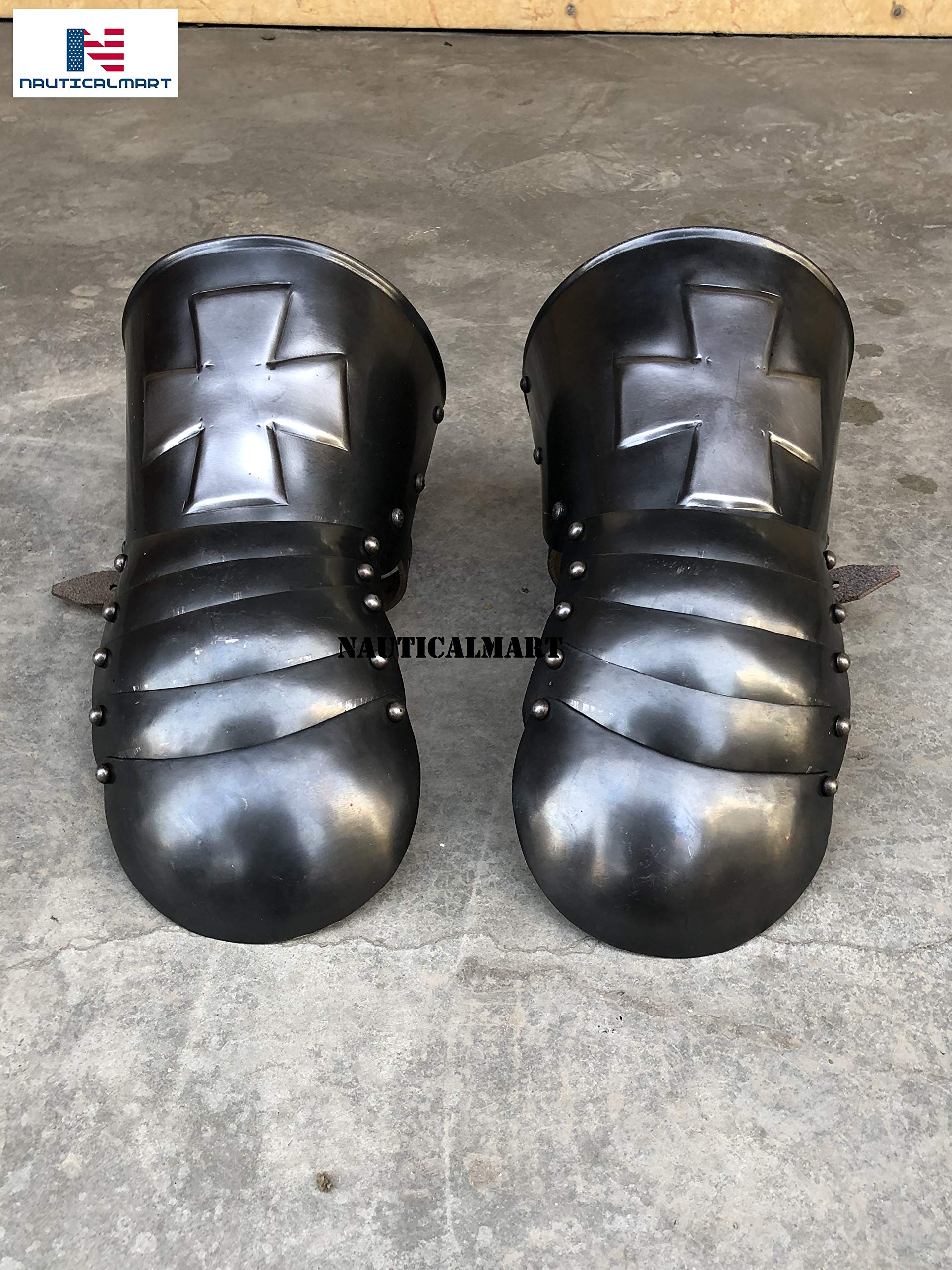 Nautical-Mart Medieval Crusader Knight Gauntlets Armor Gauntlets Warrior Metal Gauntlet (Black)