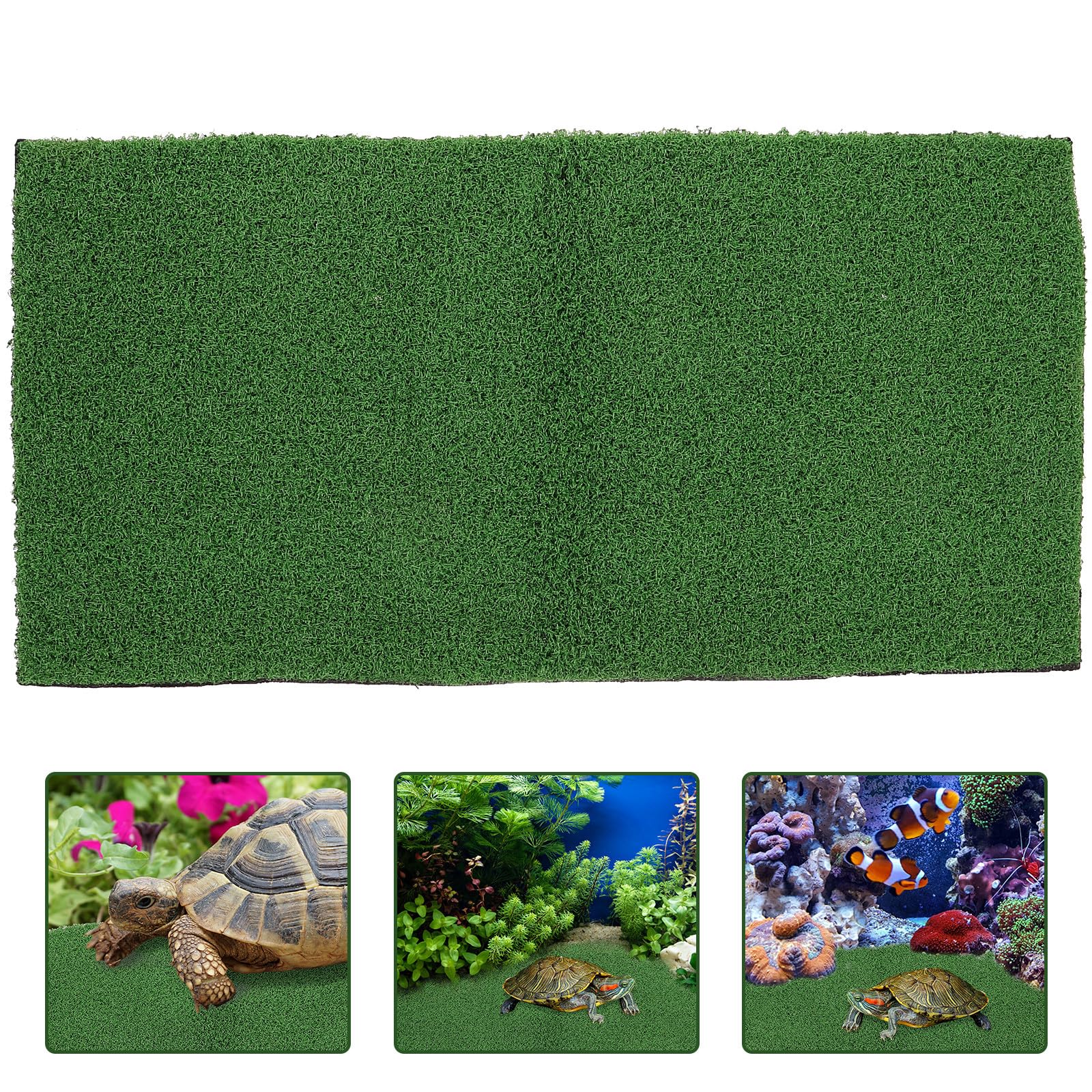 STOBAZA Terrain pour Tortue en Plastique Vert, Tapis de Gazon Synthétique Délicat pour Plateforme Flottante de Reptile, Adapté pour Aquarium et Petit Bassin