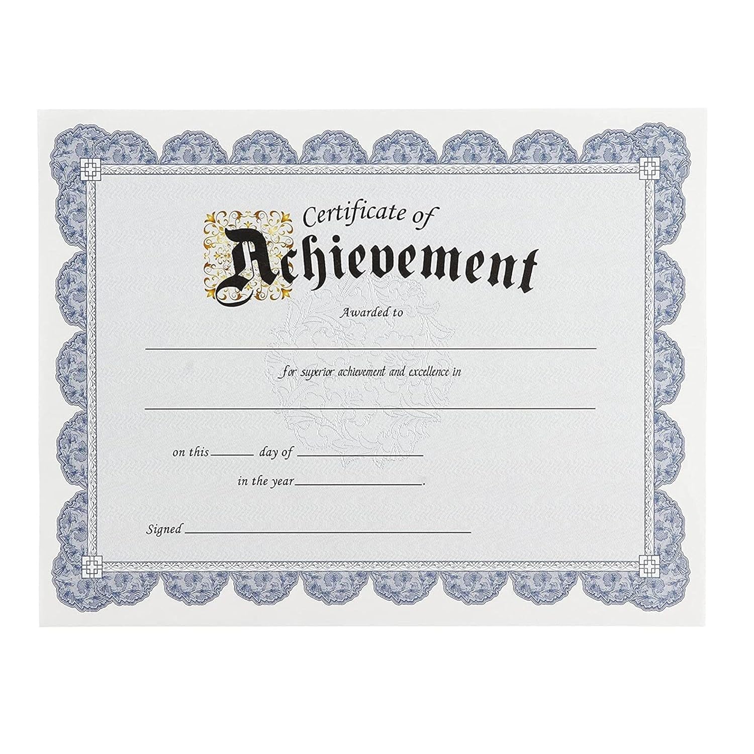 Certificate of Achievement Award and Seal Stickers (Blue, 8.5 x 11 in, 48-Pack) : Office Products