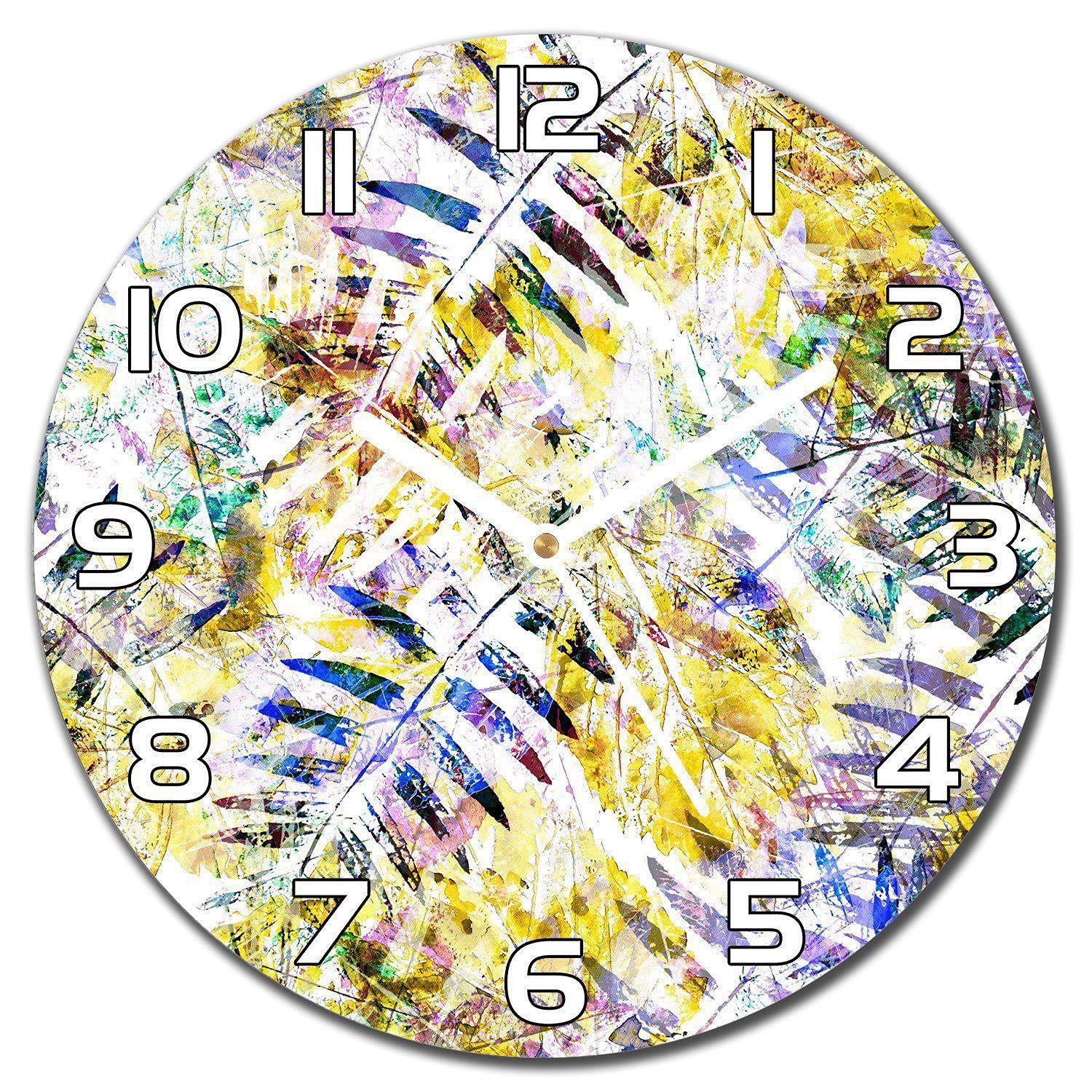 Horloge murale 30 cm en verre lisible avec aiguilles blanches pour cuisine et salon