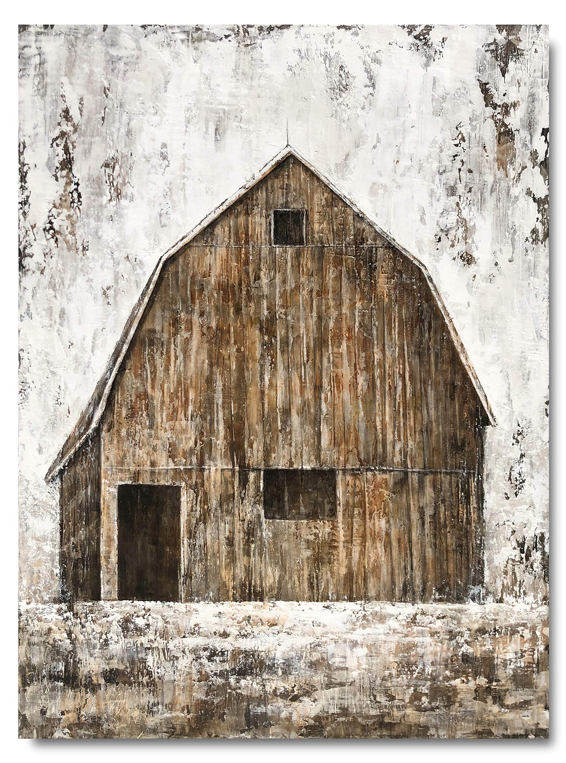 Amazon.com: Yihui Arts Old Barn Canvas Wall Art with Textured