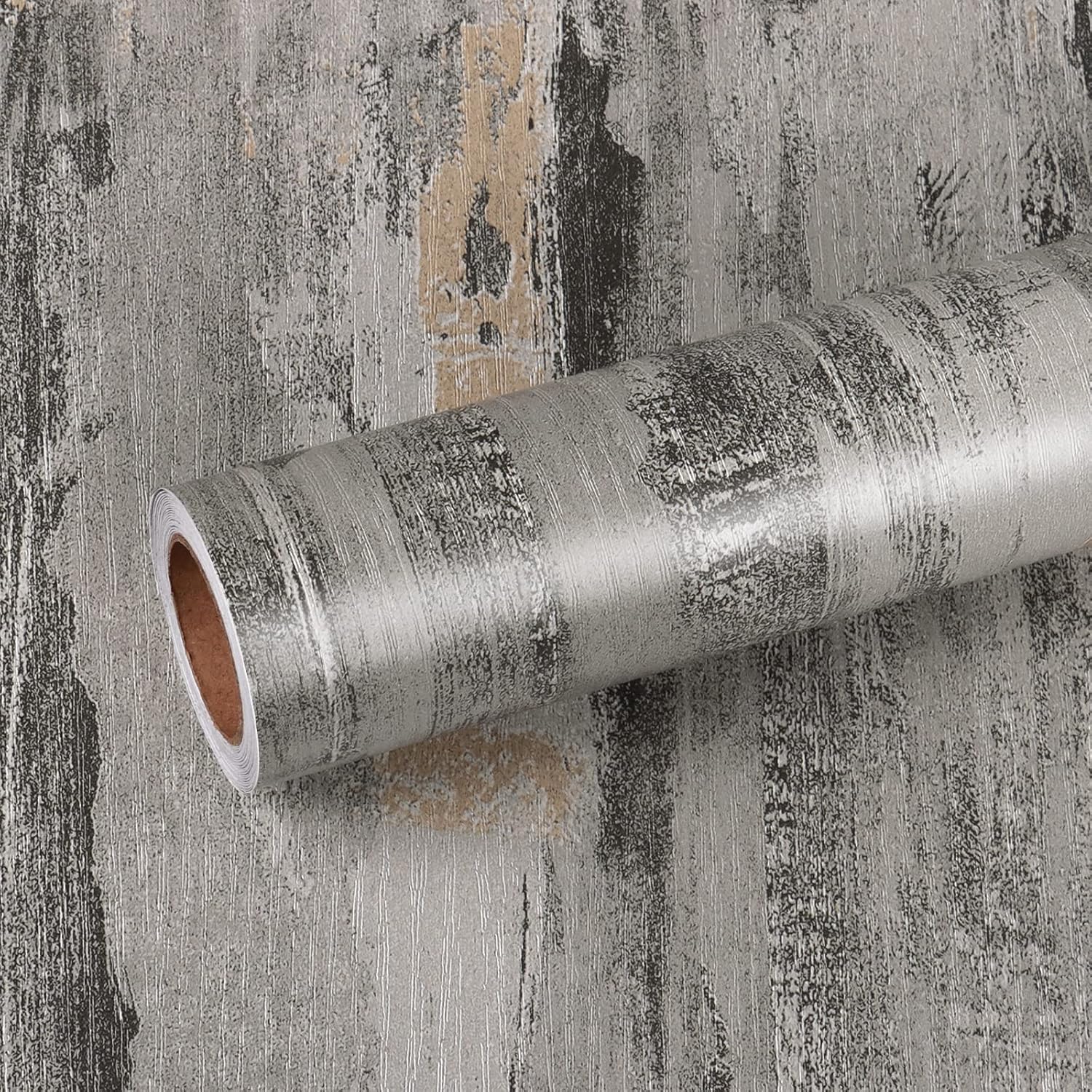 VEELIKE 15.7''x118'' Abstract Concrete Wallpaper Peel and Stick Textured Metallic Wallpaper Concrete Contact Paper for Countertops Waterproof Self Adhesive Removable Cement Wall Paper for Bathroom