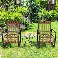 Vista 3 de COSTWAY Juego de muebles de ratán de patio 3PCS sofá conversacional mesa de centro jardín