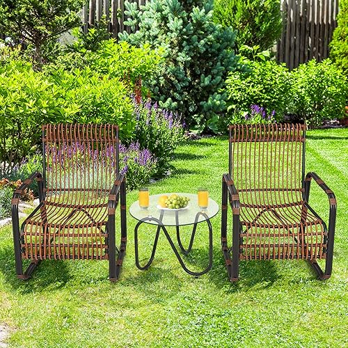 Miniatura 3 de COSTWAY Juego de muebles de ratán de patio 3PCS sofá conversacional mesa de centro jardín