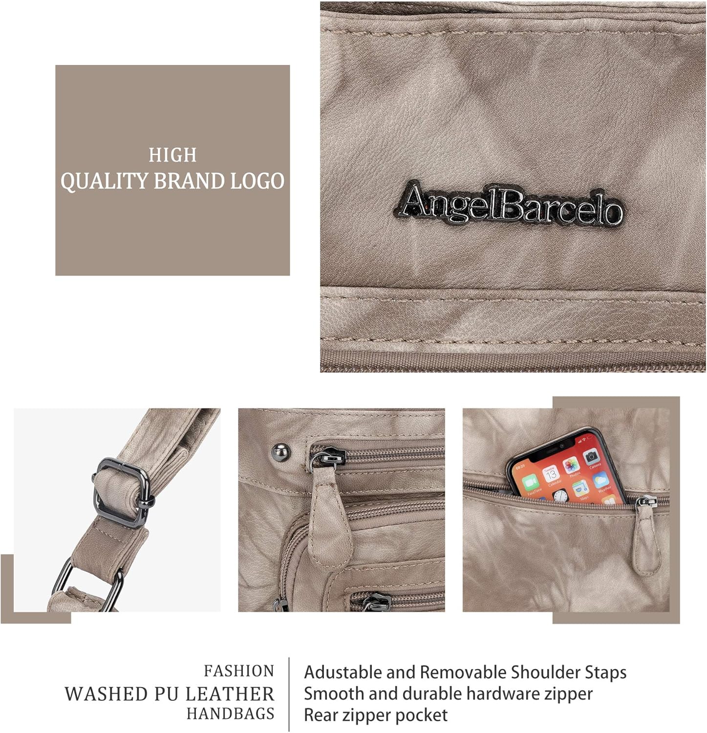 Angel Barcelo Crossbody Bags for Women,Ultra Soft Leather Purses for Women