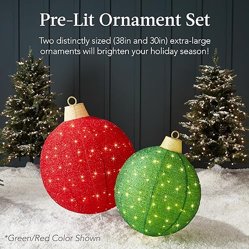 Miniatura 2 de Best Choice Products Juego de 2 adornos navideños emergentes iluminados para exteriores, decoración de bolas navideñas con 180 luces LED, 8