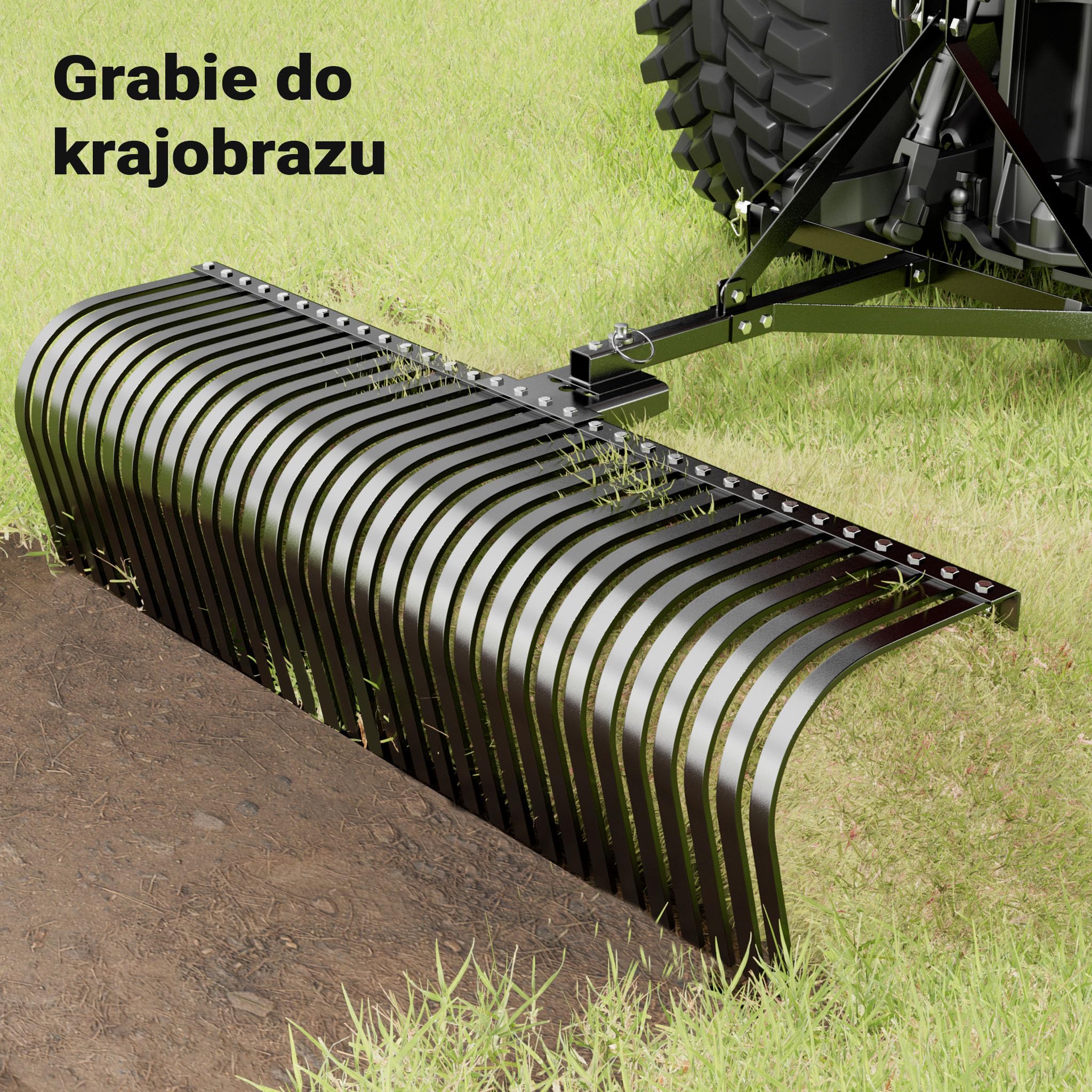 Wiltec Grabie do siana o szerokości roboczej 152 cm do traktorka, zgrabiarka z 32 zębami i trzypunktowym układem zaczepowym obrotowy o 360°
