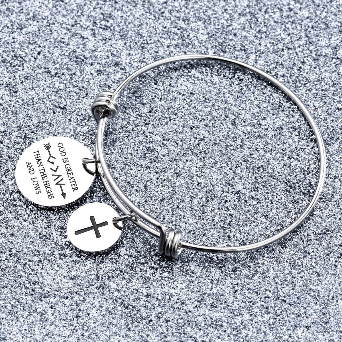 Bible Verse Bangle Bracelet Cross Charm Confirmation Bracelet Scripture Jewelry Gifts for Women. - Image 4