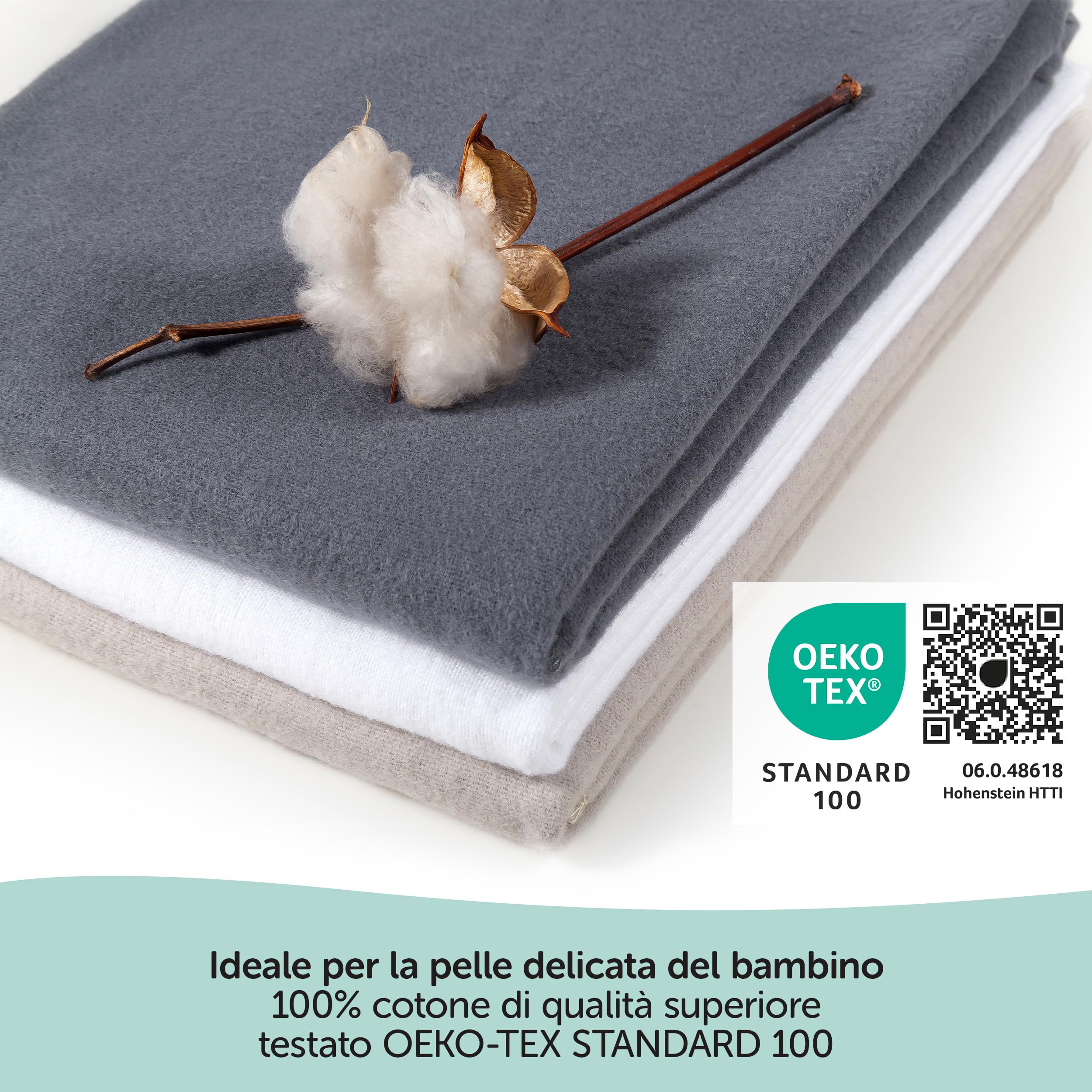 Mussole Neonato 80x80cm 100% Cotone Morbide Teli Mussola Conf. da 3 Oeko Tex Standard 100 Grafite Greige Bianco